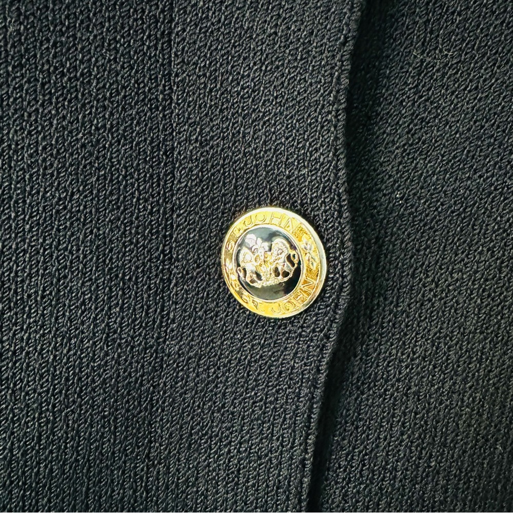 St. John Basics Black Santana Knit Cardigan with Gold Buttons - Picture 8 of 13